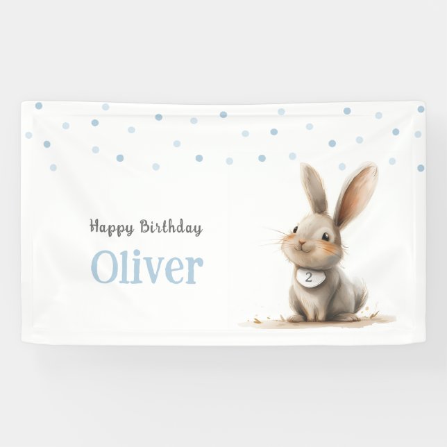 Banderoles Anniversaire de enfant Cute Bunny Joyeux anniversa (Horizontal)