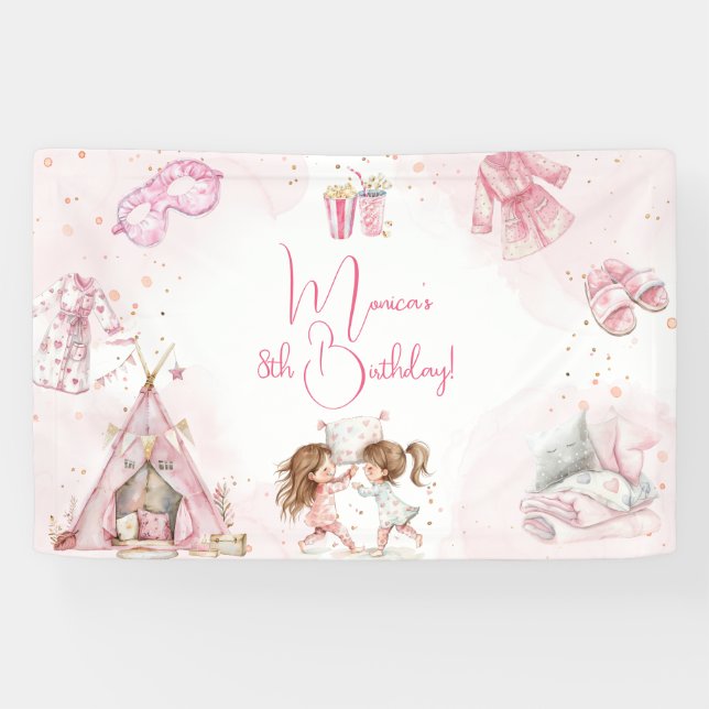 Banderoles Anniversaire de enfant en pyjama couché (Horizontal)