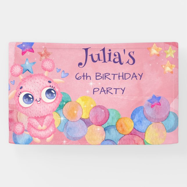 Banderoles Anniversaire de enfant mignon Little Monster (Horizontal)