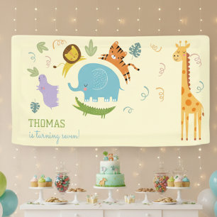 Banderoles Anniversaire de enfant safari sauvage
