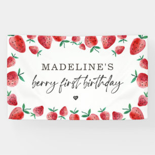 Banderoles Anniversaire de fraises Berry Sweet Backdrop Banne