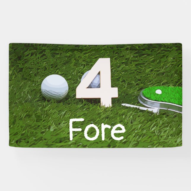 Banderoles Anniversaire de golf de 4 ans (Horizontal)