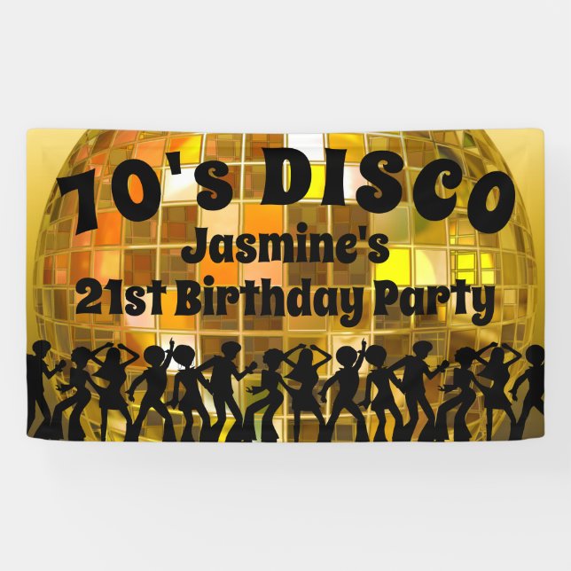 Banderoles Anniversaire de la disco des années 70 | Boule Par (Horizontal)