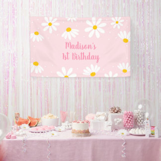 Banderoles Anniversaire de la marguerite rose