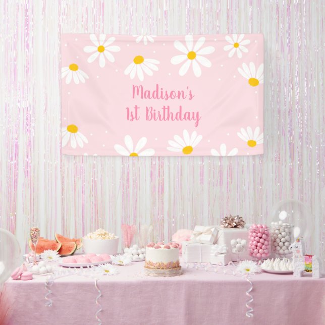Banderoles Anniversaire de la marguerite rose (Fête)