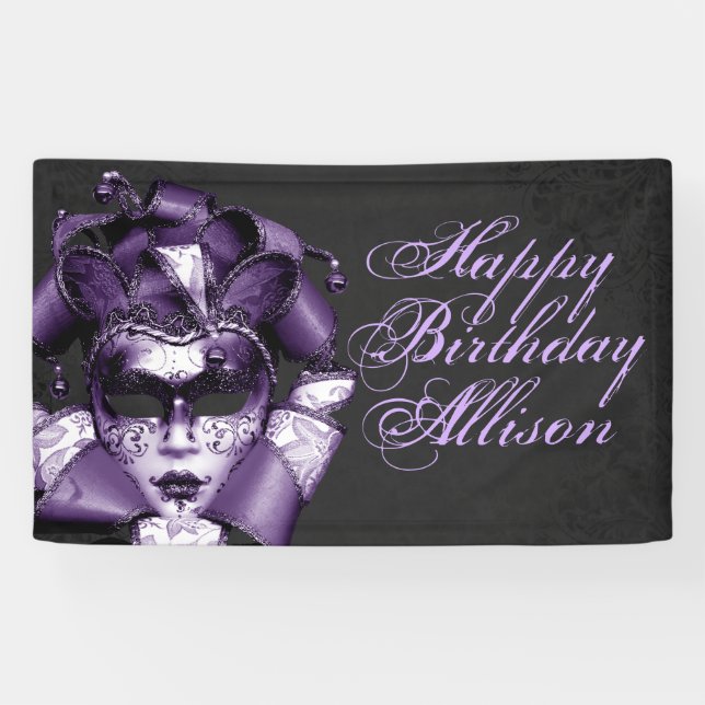 Banderoles Anniversaire de la mascarade violette (Horizontal)