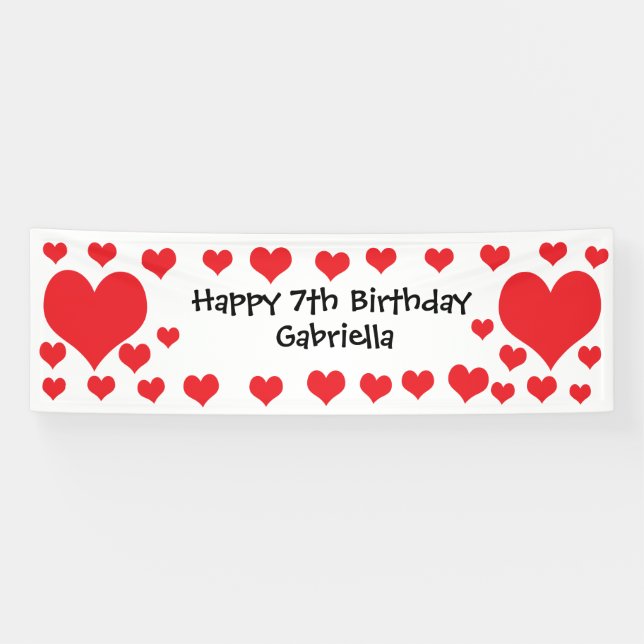 Banderoles Anniversaire de la Saint-Valentin des Coeurs blanc (Horizontal)