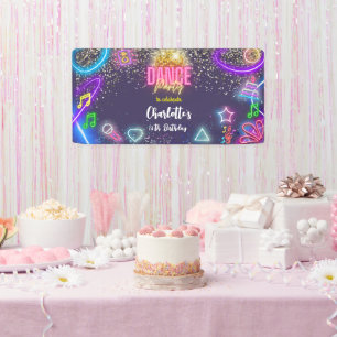 Banderoles Anniversaire de la soirée de danse néon