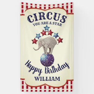 Banderoles Anniversaire de l'éléphant de cirque Vintage