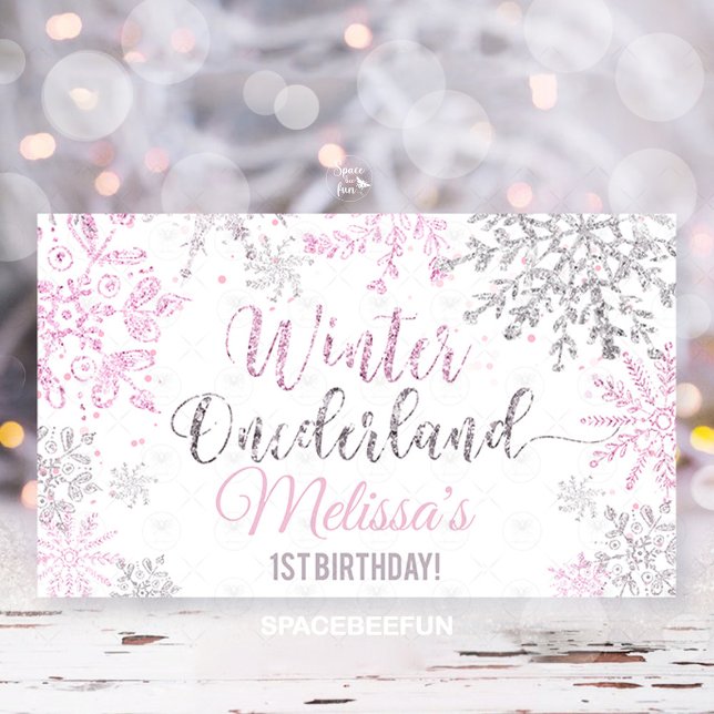Banderoles Anniversaire de l'Onederland d'hiver (Winter ONEderland birthday banner, snowflake birthday banner, winter wonderland party banner, frosty)
