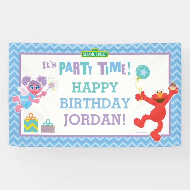 Banderoles Anniversaire d'Elmo et d'Abby (Horizontal)