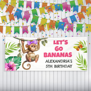 Banderoles Anniversaire d'enfant singe jungle Coloré Allez Ba