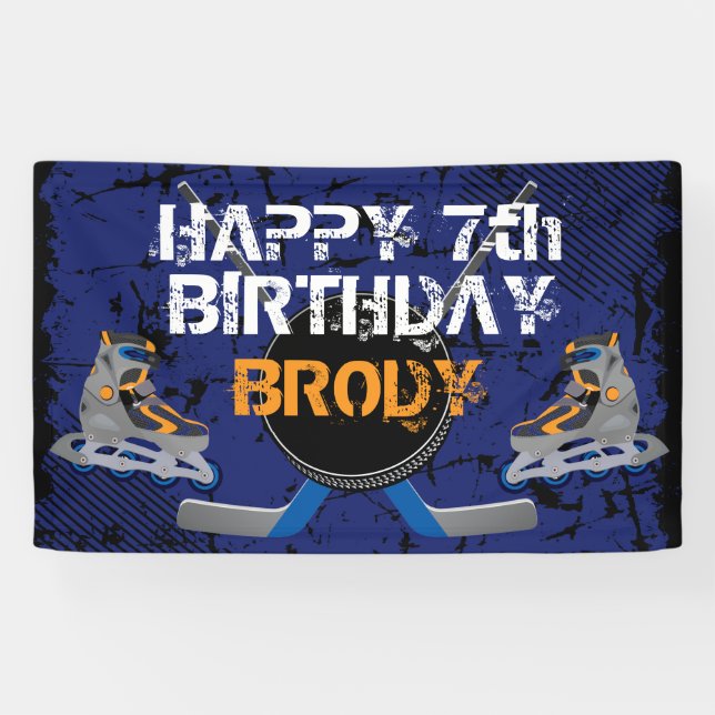 Banderoles Anniversaire d'hockey de rouleau (Horizontal)