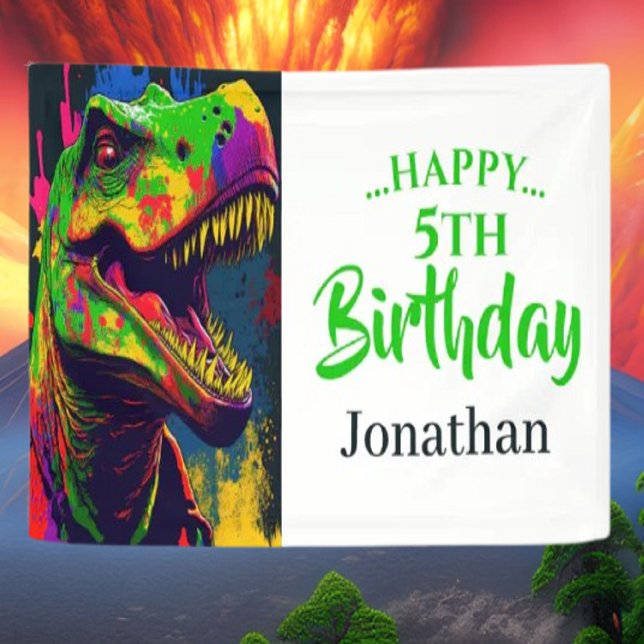 Banderoles Anniversaire Dino T-Rex Blanc (Celebrate an amazing party with our Dinosaur party supplies.)