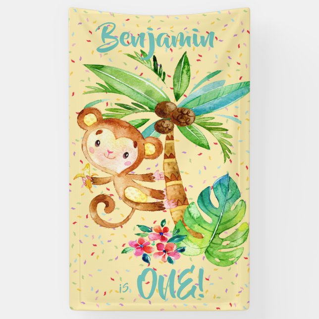 Banderoles Anniversaire du Monkee Boy Tropical (Vertical)