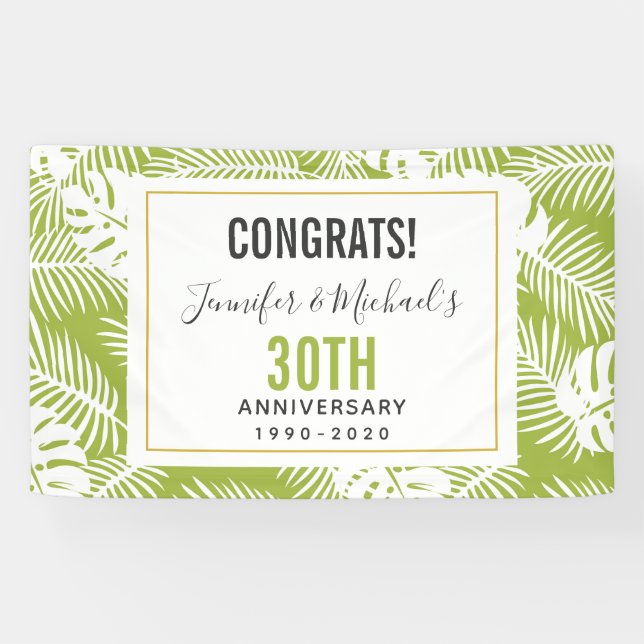 Banderoles Anniversaire du Motif de la jungle Feuille de Gree (Horizontal)
