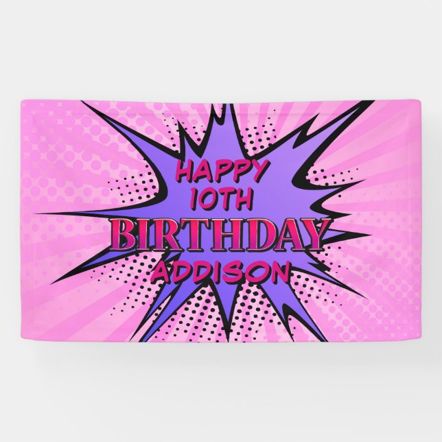 Banderoles Anniversaire du super-héros des filles (Horizontal)
