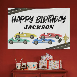Banderoles Anniversaire Enfant Voiture de Course Rétro