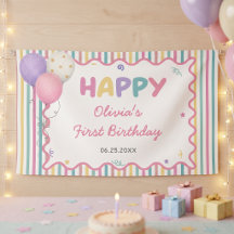 Anniversaire Fille Amusant Rayures Pastel