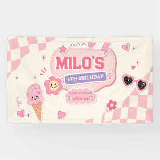Banderoles Anniversaire Fille Rose Rétro