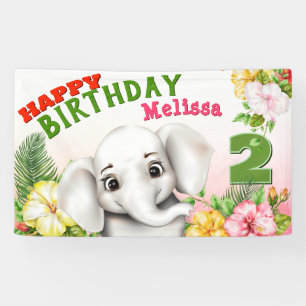 Banderoles Anniversaire Fille Safari Éléphant