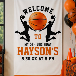 Banderoles Anniversaire garçon 5 ans basket-ball orange