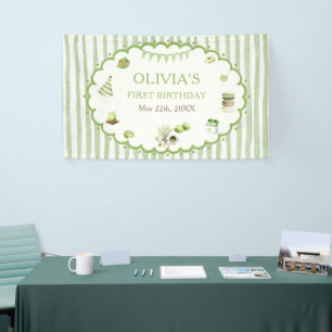 Banderoles Anniversaire Green Matcha Stripes
