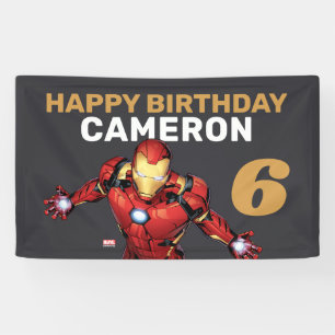 Banderoles Anniversaire Iron Man sur tableau noir
