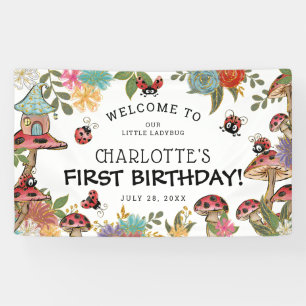 Banderoles Anniversaire Magique Aquarelle Mignonne Coccinelle