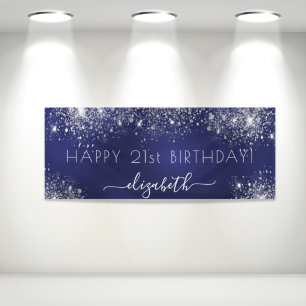 Banderoles Anniversaire marine bleu argent parties scintillan
