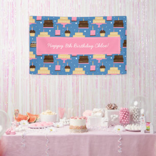 Banderoles Anniversaire Motif de gâteaux Nom personnalisé + S