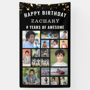 Banderoles Anniversaire Personnalisé 17 Photo Collage Black G