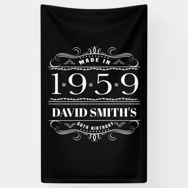 Banderoles Anniversaire Personnalisé 1959 Pour Hommes (Vertical)