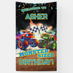 Banderoles Anniversaire personnalisé de garçon avec un camion