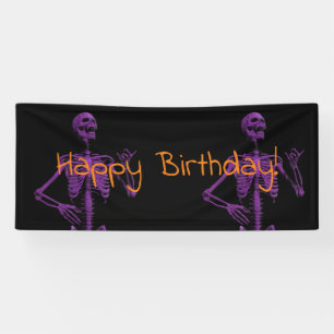 Banderoles anniversaire pourpre de squelette d'Air guitar
