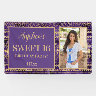 Banderoles Anniversaire Sweet 16 Violet Or Bohème Photo