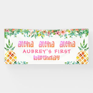 Banderoles Anniversaire Tropical Pineappal Floral