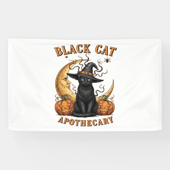 Banderoles Apothecaire de chat noir - Lune de cuisine d'Hallo (Horizontal)