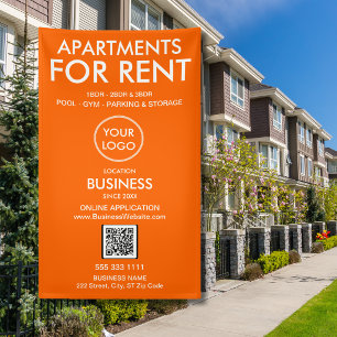 Banderoles Appartements à louer Logo Orange Moderne Code QR