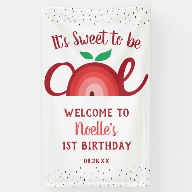 Banderoles Apple Rainbow, Sweet to be One, 1er anniversaire (Vertical)