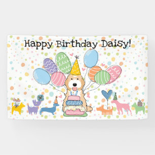 Banderoles Apricot Cockapo blanc Cavapoo fête d'anniversaire 