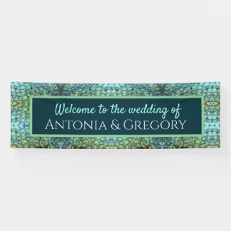 Banderoles Aqua Aqua Vibrant Mariage de plumes de paon