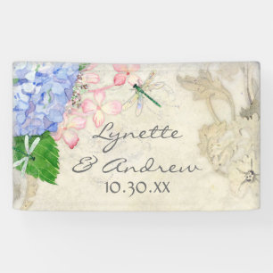 Banderoles Aquarelle anglaise de libellules de l'hortensia W