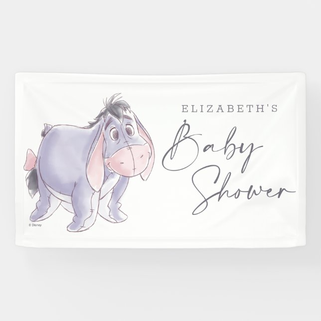 Banderoles Aquarelle Baby shower Eeyore (Horizontal)