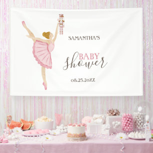 Banderoles Aquarelle Ballerina Nutcracker Baby shower rose