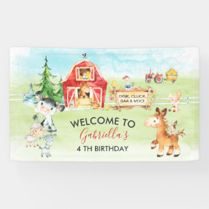 Banderoles Aquarelle Barnyard et animaux de ferme Anniversair