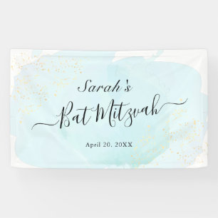 Banderoles Aquarelle bleu x Bat mitzvah or