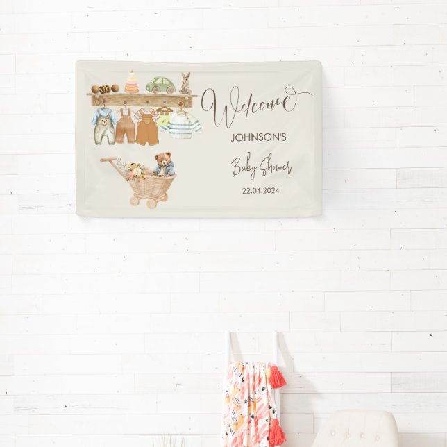 Banderoles Aquarelle Bohême Baby shower de la pépinière Bienv (Insitu)