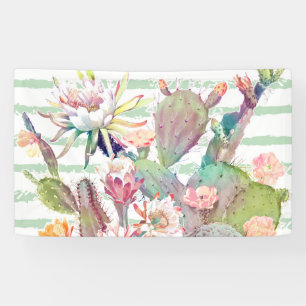 Banderoles Aquarelle cactus, motifs floraux et rayures