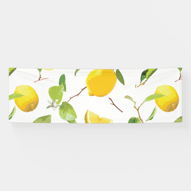 Banderoles Aquarelle Citron et Feuilles 2 (Horizontal)
